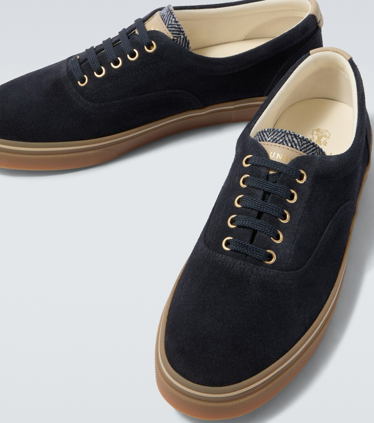 Brunello Cucinelli Leather-trimmed suede sneakers