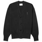 AMI Paris Men's Tonal Heart Cardigan in Black