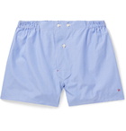 Isaia - Striped Cotton Boxer Shorts - Blue