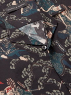 DESMOND & DEMPSEY - Rie Takeda Samurai Camp-Collar Printed Cotton Pyjama Shirt - Black
