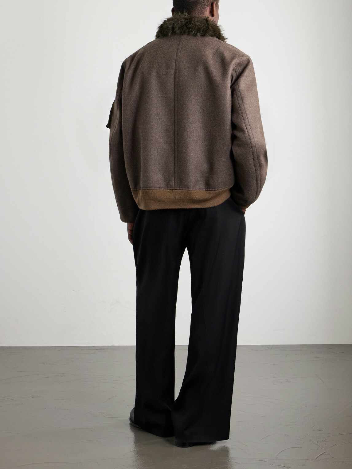 Sacai - Melton Plush-Trimmed Wool Blouson Jacket - Brown