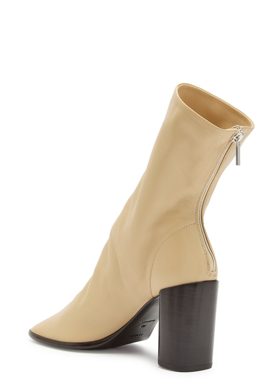 Lemaire Glove 80 Leather Ankle Boots Beige
