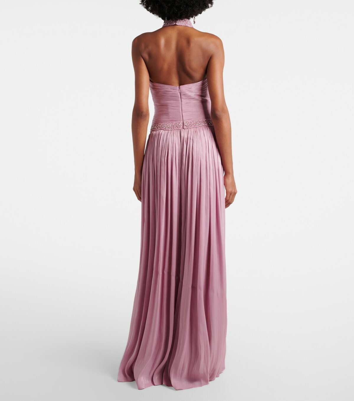 Costarellos Juliette halterneck georgette lamé gown