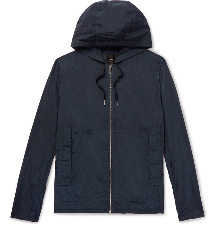 Photo: Theory - Ditmars Garment-Dyed Nylon Hooded Jacket - Navy