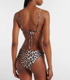 Ganni Leopard-print triangle bikini top