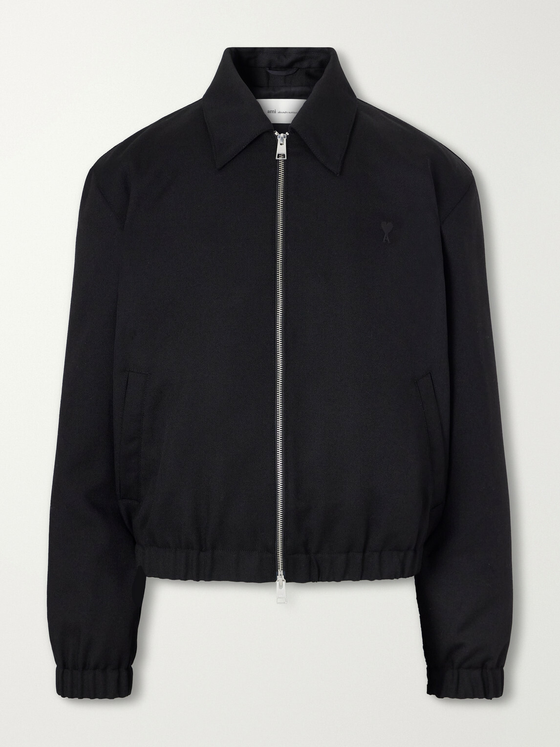 AMI PARIS - Ami De Coeur Logo-Embroidered Virgin Wool-Gabardine Jacket - Black