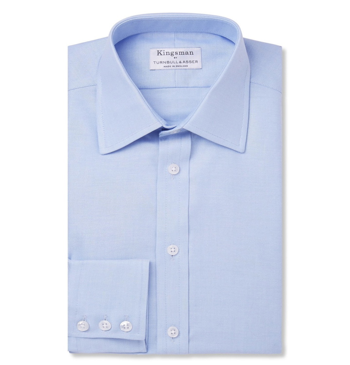 Photo: Kingsman - Turnbull & Asser White Cotton Royal Oxford Shirt - Blue