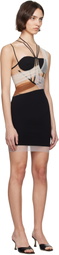 Nensi Dojaka Black Sacha Corset Sheer Drapes Minidress