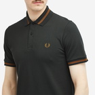 Fred Perry Men's Original Single Tipped Polo Shirt in Night Green/Dark Caramel