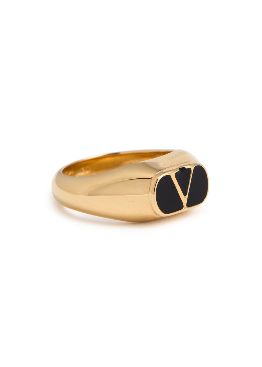 Valentino Garavani Vlogo-engraved Ring Black