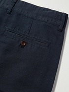 Mr P. - Straight-Leg Pleated Cotton and Linen-Blend Twill Shorts - Blue