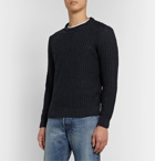 Inis Meáin - Ribbed Linen and Silk-Blend Sweater - Blue