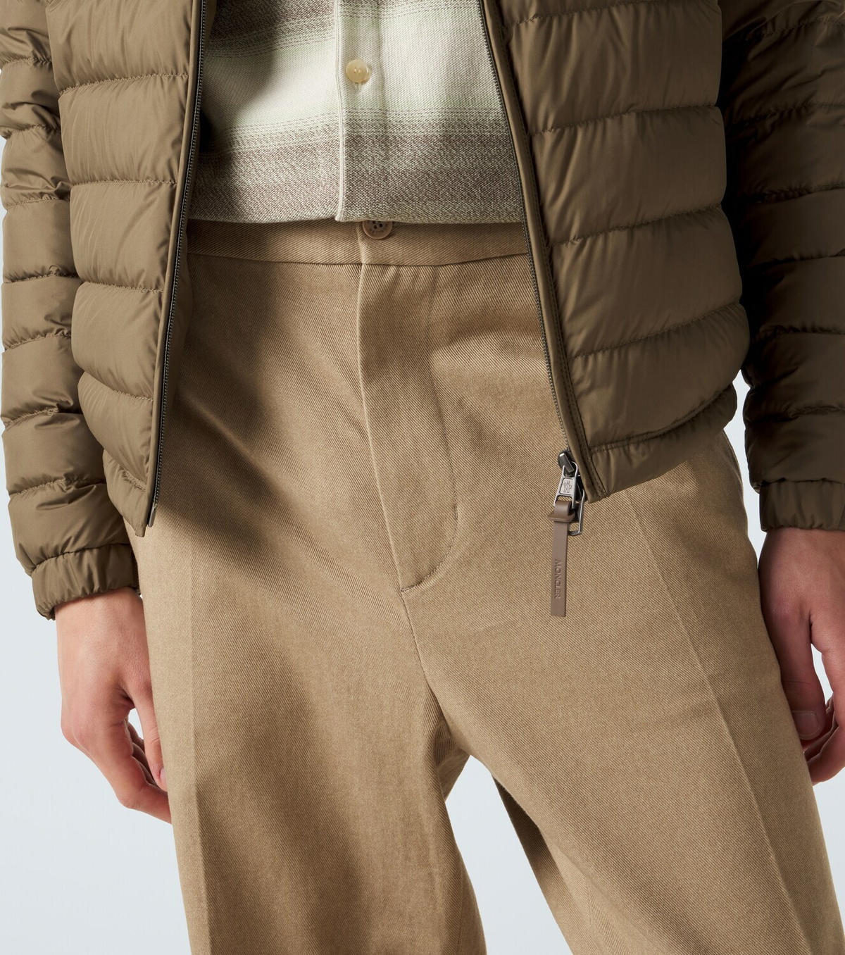 Moncler Pleated cotton straight pants