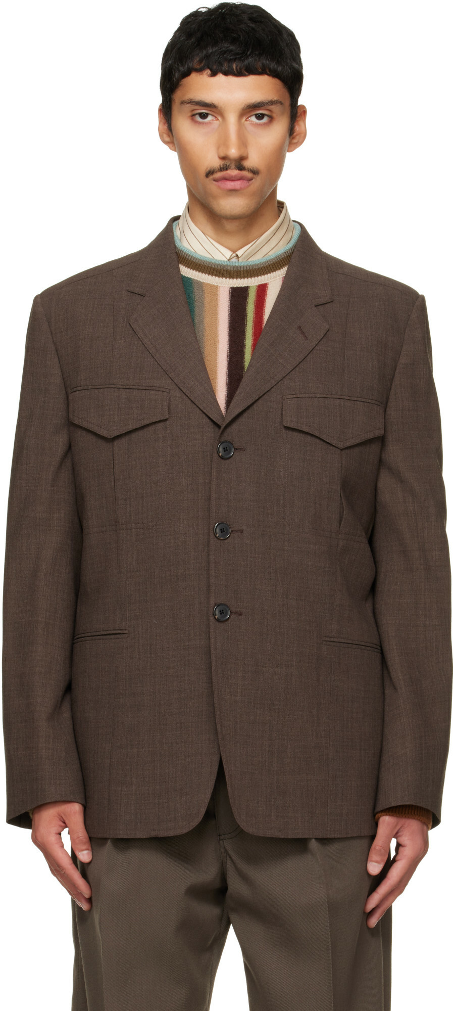 Paul Smith Brown Crêpe Four-Pocket Blazer