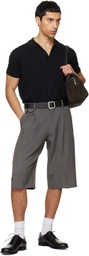 TONYWACK Gray Raw-Cut Wool Pleated Tailored Shorts