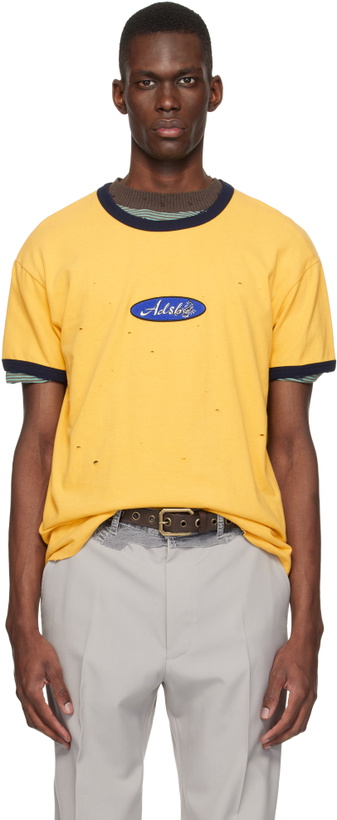 Photo: Andersson Bell Yellow Essential 'ADSB' Logo Patch Ringer T-shirt