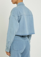 Good American Jeanius Cropped Denim Jacket Light Blue