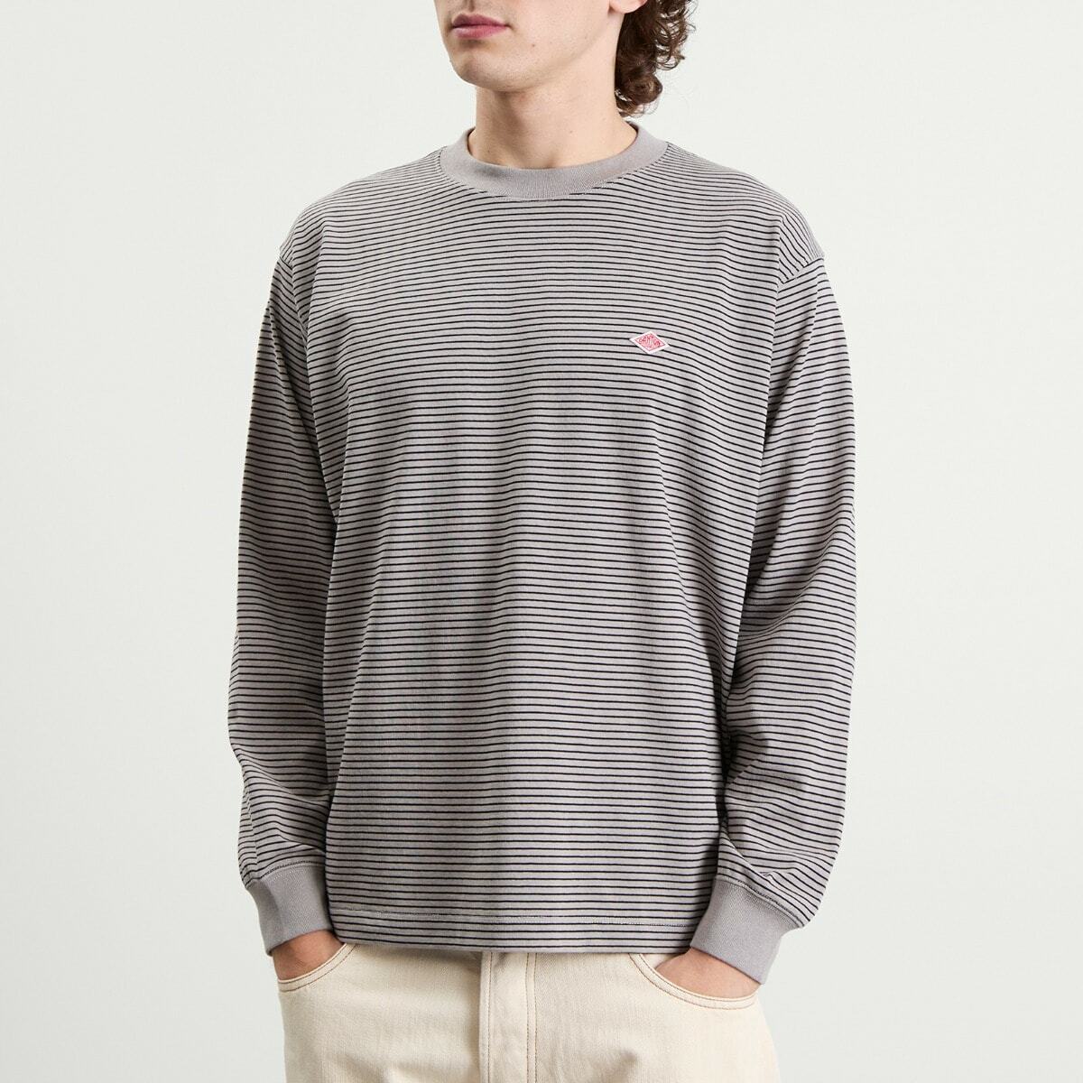 Danton Men's Long Sleeve Stripe T-Shirt in Grey/Black Stripe