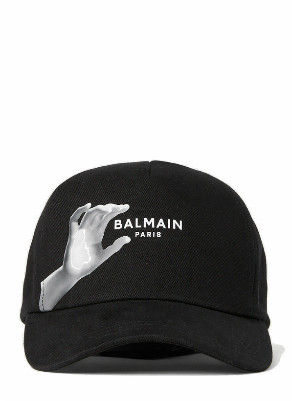 Photo: Balmain - Logo Print Baseball Cap in Black