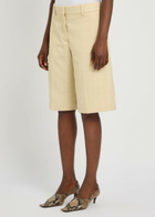 Another Tomorrow Tailored Wide-leg Bermuda Shorts Beige