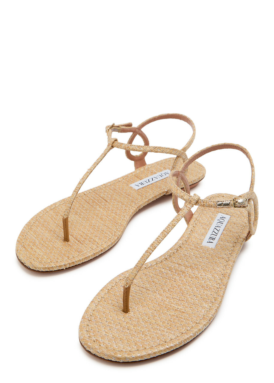 Aquazzura Almost Bare Woven Sandals Cream