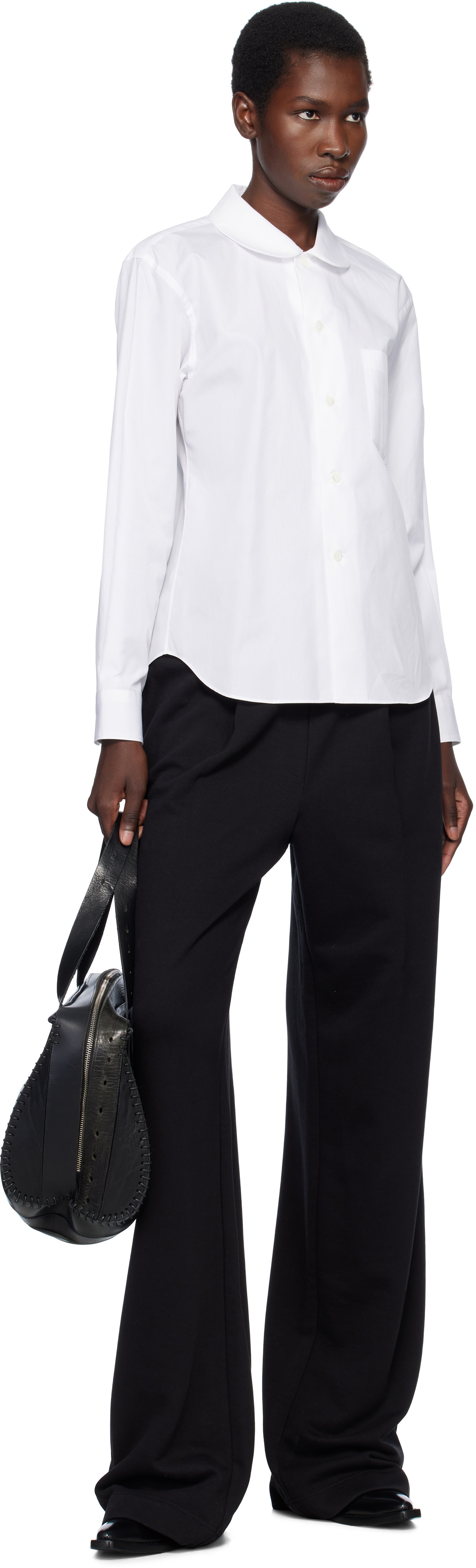 Black Comme des Garçons White Peter Pan Collar Shirt