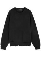 Helmut Lang Distressed Cotton-blend Jumper Black