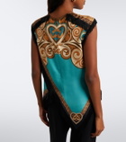 La DoubleJ Scarf printed fringed silk top
