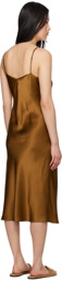 Silk Laundry Brown 90's Slip Midi Dress