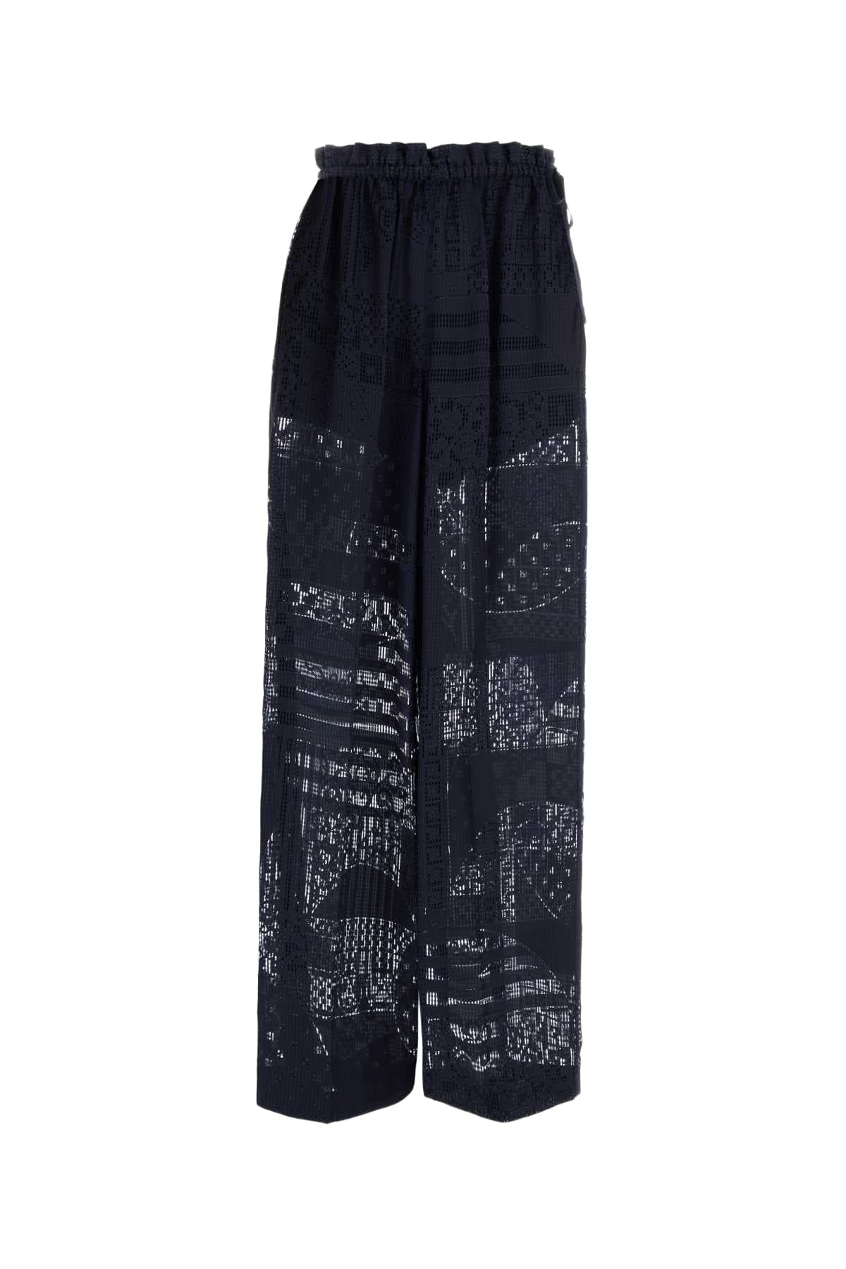 パンツ FENDI SS25 Navy blue viscose blend pant (FR6646AUJX F0QB0) Fendi Blue High-Waisted White Stitch Trousers Fendi