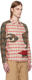 KidSuper Red & Brown Patchwork Face Flannel Shirt