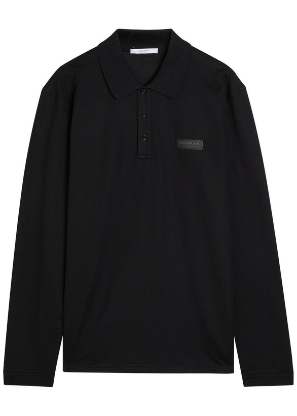 Photo: Givenchy Logo-appliquéd Piqué Cotton Polo Shirt Black