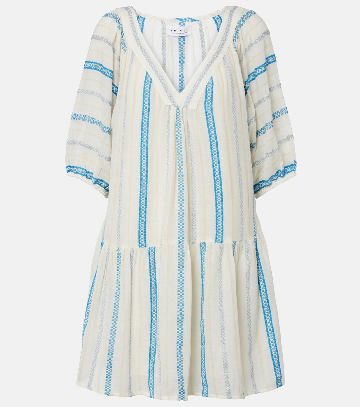 Velvet Selita tiered cotton jacquard minidress