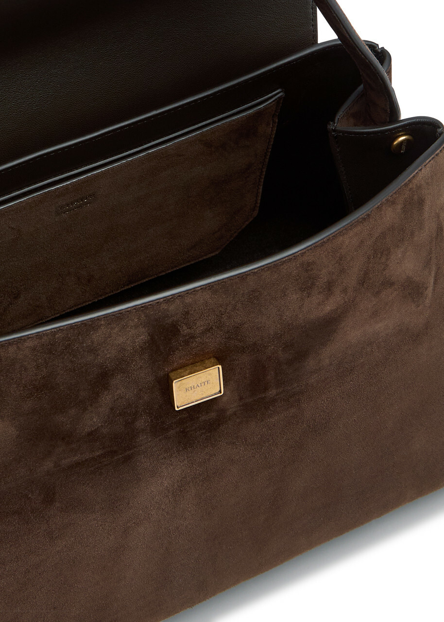 Khaite Audrey Suede top Handle bag - Dark Brown - One Size