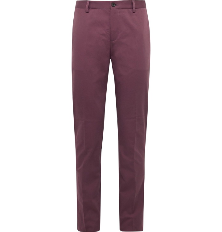 Photo: Etro - Slim-Fit Stretch-Cotton Gabardine Trousers - Purple