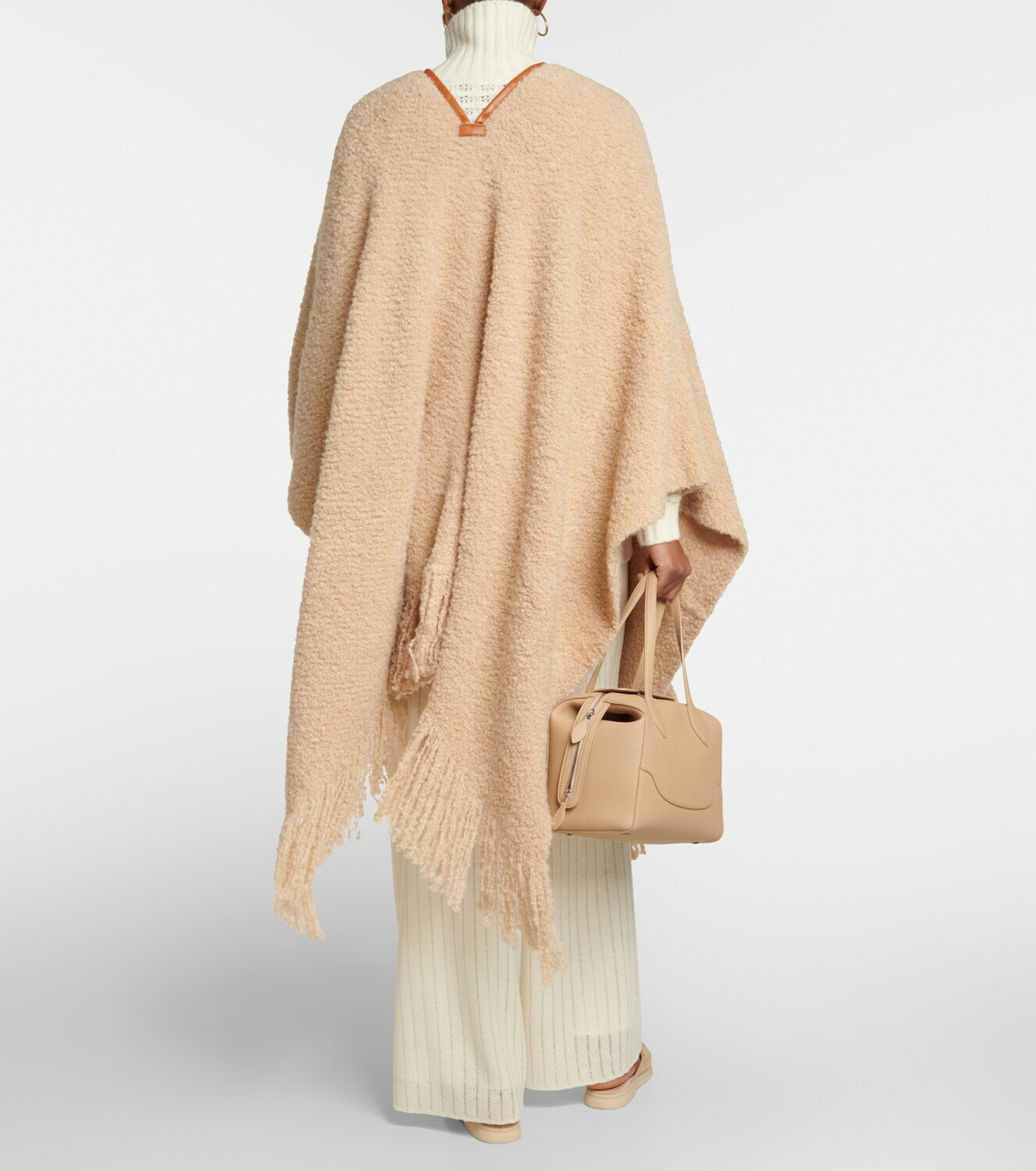 Loro Piana - Camel hair and silk leather-trimmed poncho Loro Piana