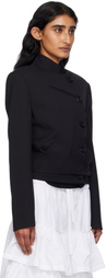 OPEN YY Black Wool Double-Breasted Blazer
