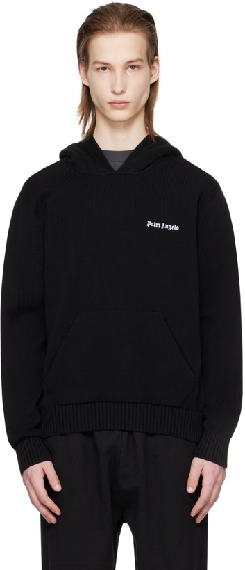 Photo: Palm Angels Black Embroidered Hoodie