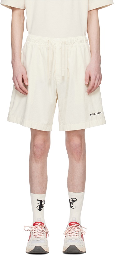 Photo: Palm Angels Off-White Embroidered Shorts
