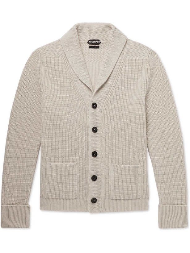 Photo: TOM FORD - Ribbed Cashmere Cardigan - Gray