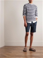 Incotex - Straight-Leg Pleated Linen Bermuda Shorts - Blue