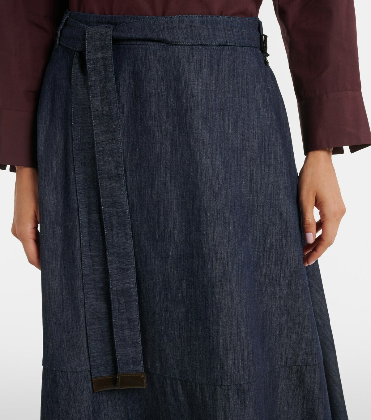 'S Max Mara Belted denim midi skirt