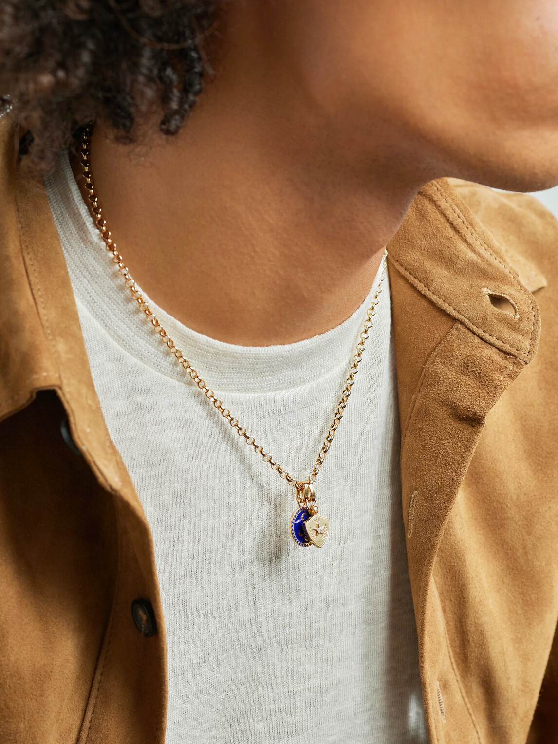Foundrae - Karma Per Aspera ad Astra medium 18-Karat Gold, Enamel and Diamond Necklace