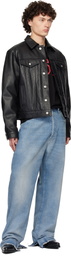 1017 ALYX 9SM Black Grain Leather Trucker Jacket