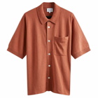 Norse Projects Men's Rollo Full Button Knit Polo in Red Clay
