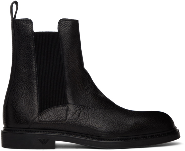 Photo: Emporio Armani Black Paneled Chelsea Boots
