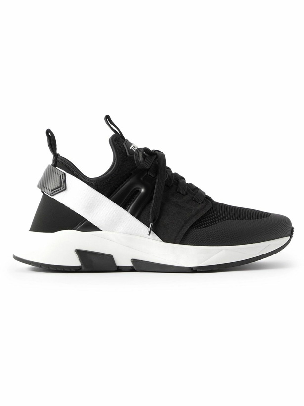 Photo: TOM FORD - Jago Neoprene, Suede and Leather Sneakers - Black