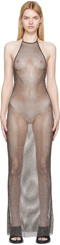 Photo: AMI Alexandre Mattiussi Black Rhinestone Fishnet Maxi Dress
