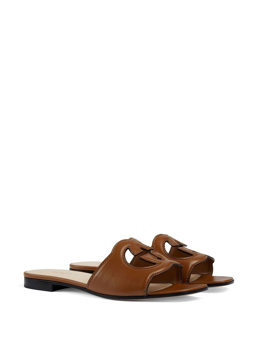 サンダル・ミュール GUCCI GUCCI CUT LEATHER SANDALS GUCCI - Gucci Cut Leather Flat Sandals Gucci