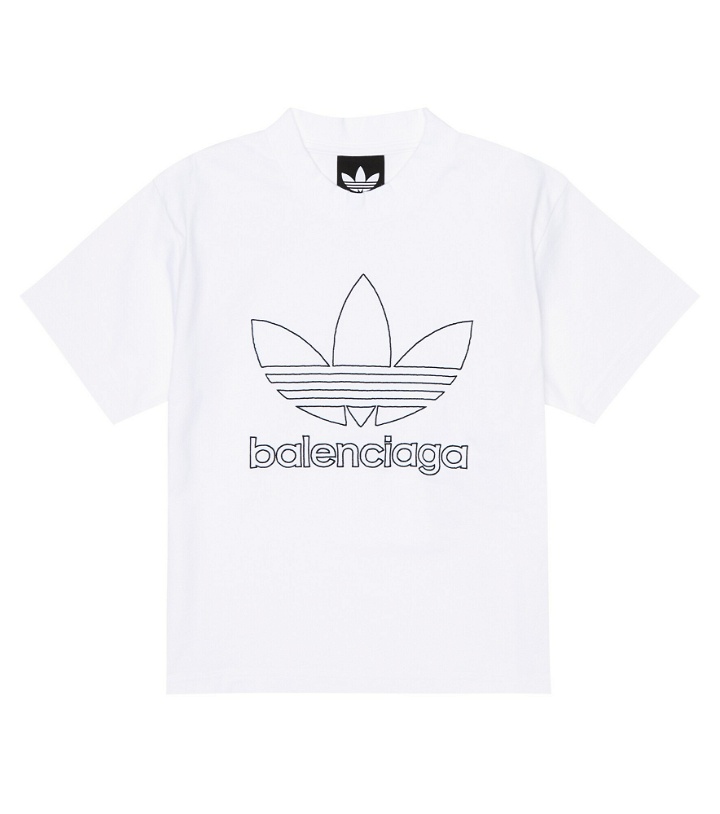 Photo: Balenciaga Kids - x Adidas logo cotton jersey T-shirt